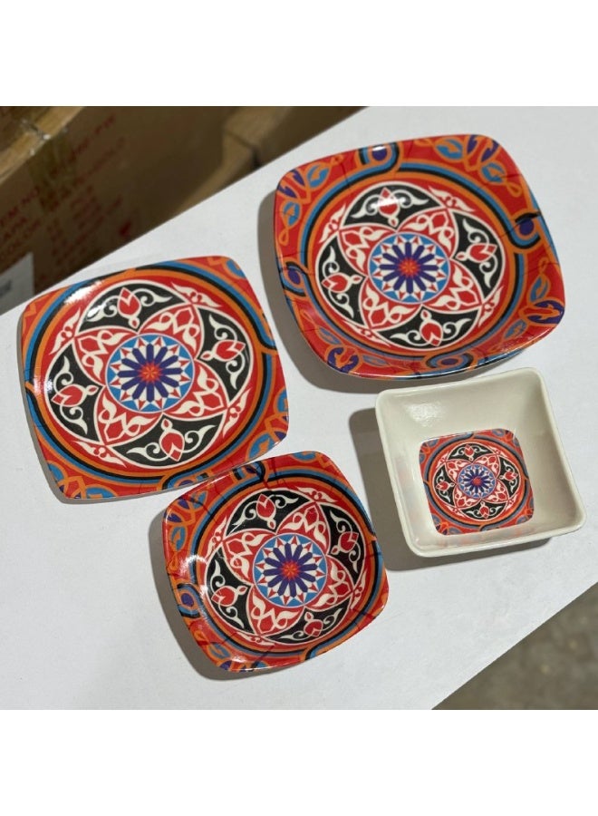 A 24-piece Ramadan melamine dinner set with a Ramadan design, including: 6 large plates, 6 medium plates, 6 small plates, and 6 soup bowls. - Image 3